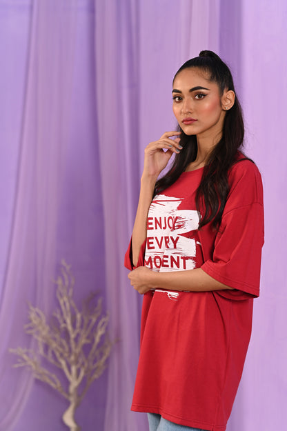 Women Oversized T-Shirt - Enjoy Every Moment