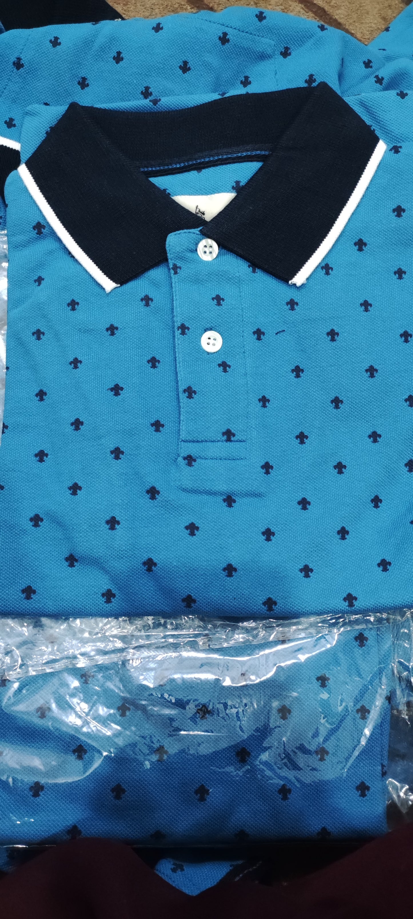 Printed Polo Blue T-Shirt - Unisex