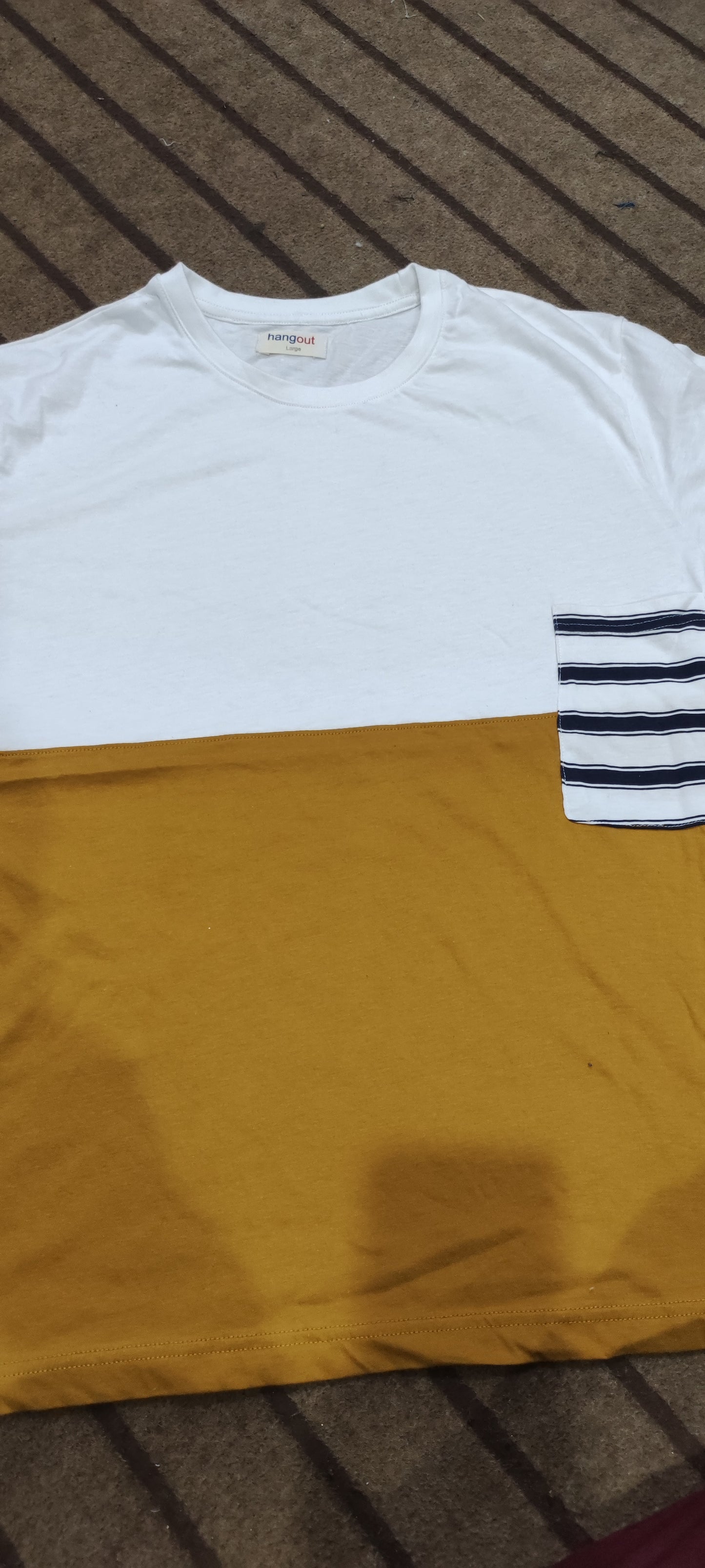 White T-Shirt With Stylish Mustard Panel