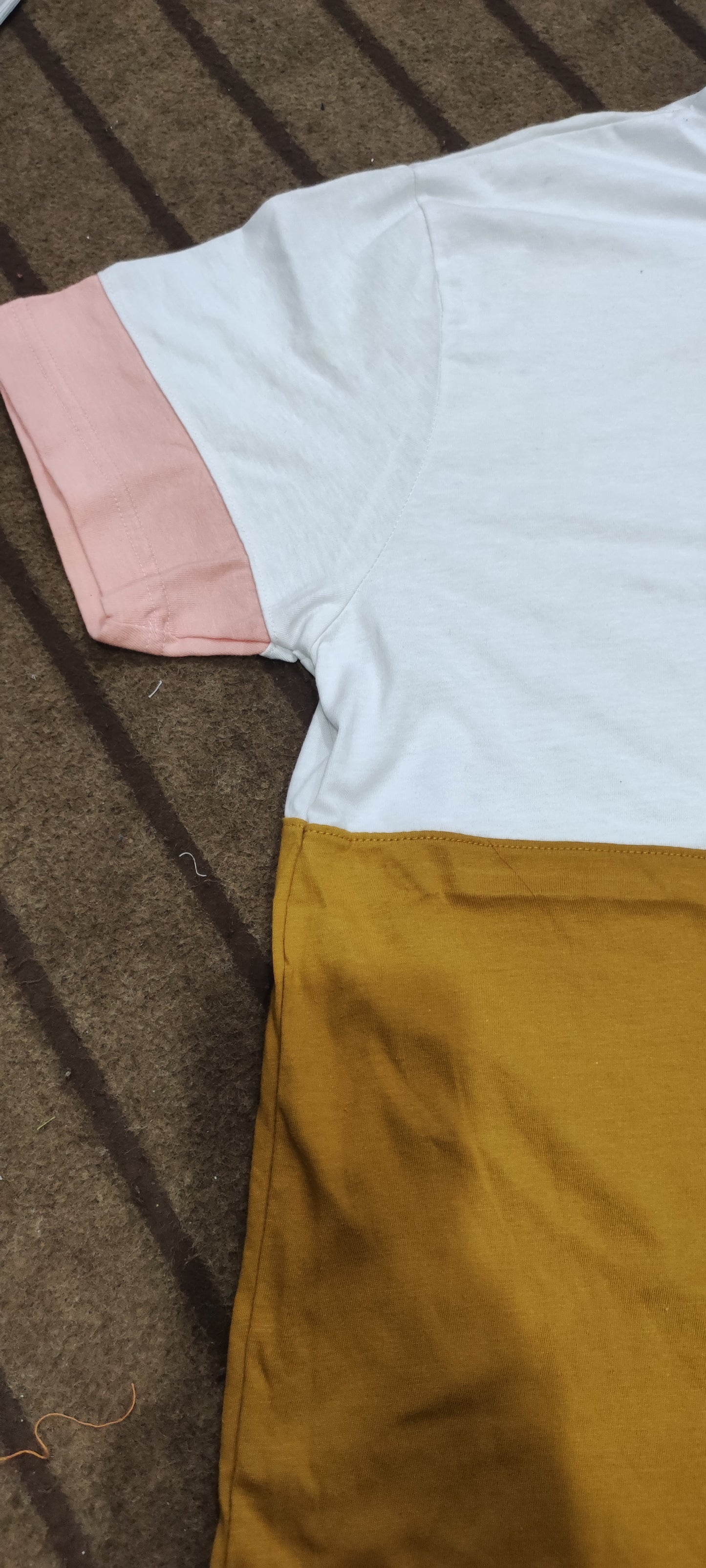 White T-Shirt With Stylish Mustard Panel