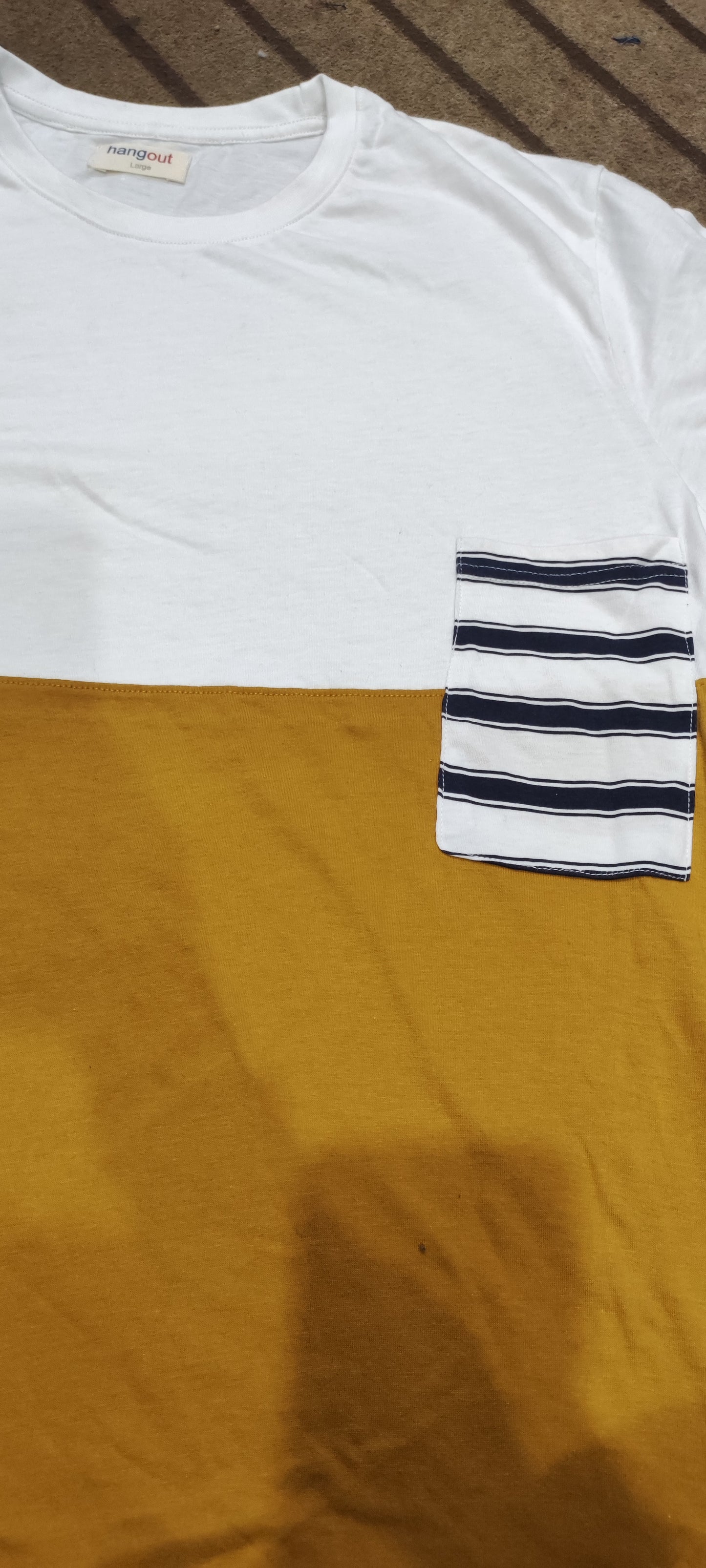 White T-Shirt With Stylish Mustard Panel